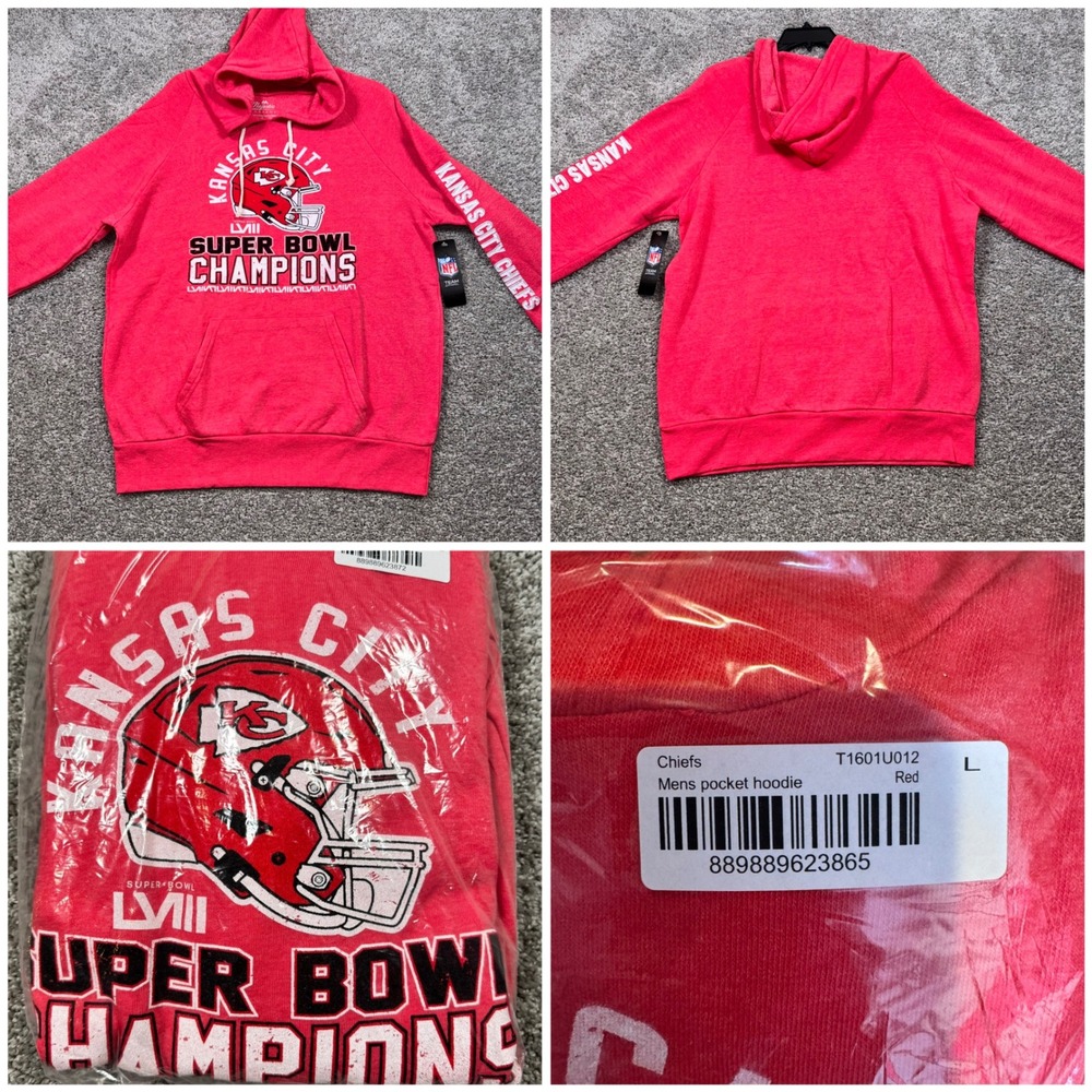 Kansas City Chiefs Majestic Threads Mens Super Bowl LVIII Champions Red L NEW